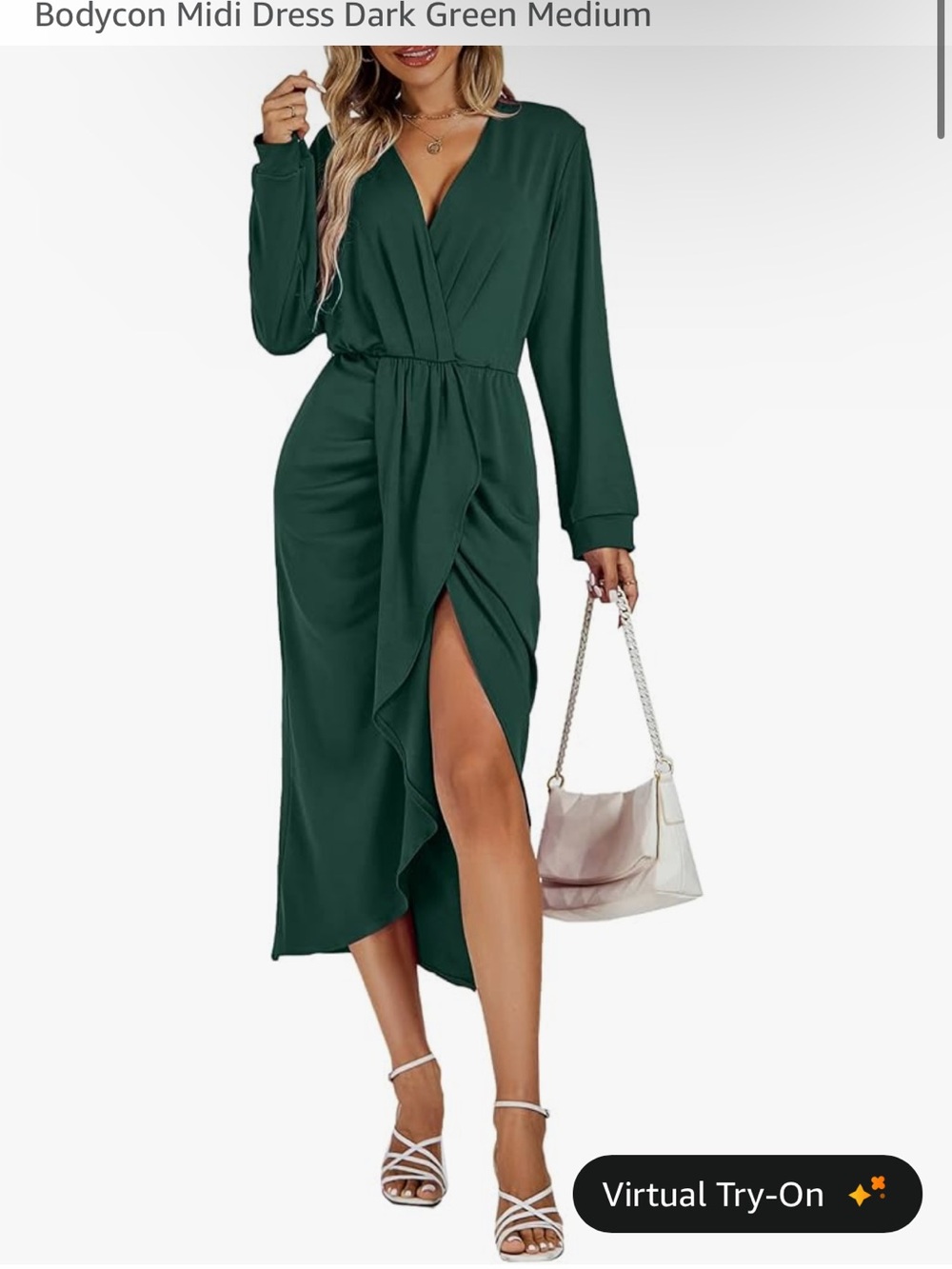Women's Deep Green Wrap Midi Dress